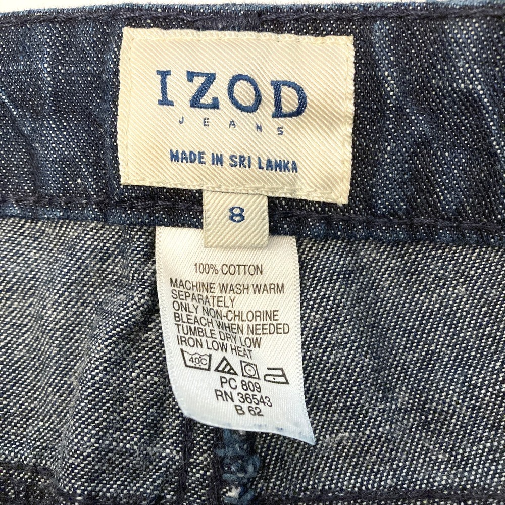 IZOD Jeans Mid Rise Cuffed Straight Leg Denim Capris Womens 8 Blue Whiskered - Picture 3 of 8